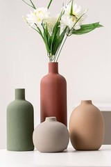 Ceramic Flowers Vase Set of 4, Elegant Multicolor Home Red/Green/Brown