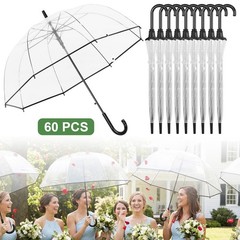 60pcs Auto Open Clear Dome Umbrella 8 Ribs Auto Open Stick Umbrella for Wedding