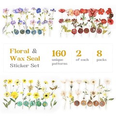 Dizdkizd 320Pcs Transparent Flower & Wax Seal Stickers – Multicolored