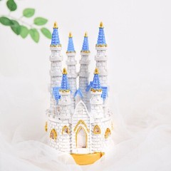 8.5″ White and Blue Princess Castle CAKE TOPPER Baby Shower Party Decorations
