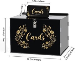 Black Acrylic Wedding Card Box Card Boxes with Lock and Card Sign, Gift Card Box