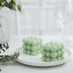 2 SAGE GREEN Bubble Cube Unscented Paraffin Wax CANDLES Wedding Centerpieces