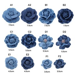 Set of 5 Korean Denim Flower Appliques for Hats, Dresses, and Home Decor