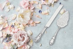 Silver Wedding Cake Serving Set Elegant Cutting Knife Server Party Event Use
