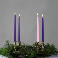 16pcs 10-inch Advent Taper Candles Unscented and 10 inches, pink purple