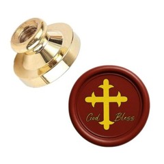 Christian Wax Seal Stamp Head 25mm Brass – Cross, Jesus Fish, God Bless