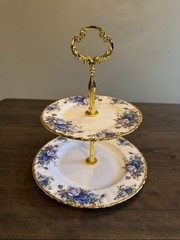 Royal Albert Moonlight Roses 2- Tier Cake Dessert Stand