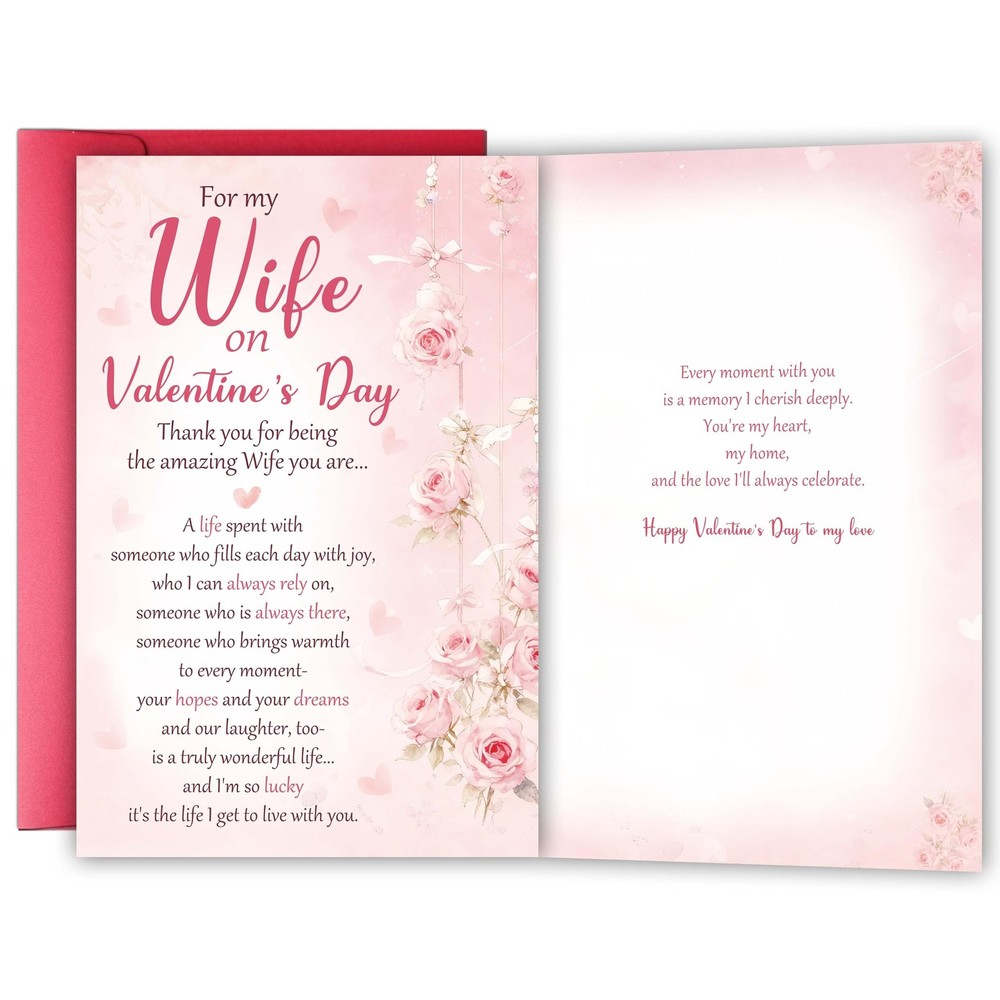 Romantic Valentine’s Day Card for Wife – Heartfelt Greeting from Husband, App…