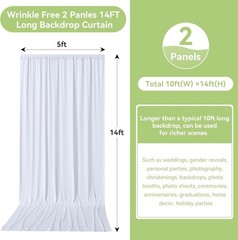 10ft x 14ft Wrinkle-Free White Backdrop Curtain for Elegant Weddings & Events