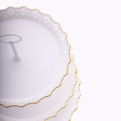 15″ Metallic White Gold 3 Tier Plastic Cupcake Stand Round Tower Lace Cut Trim