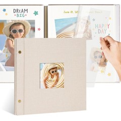 10×10 Inch Linen Self Adhesive Photo Album with Window, 20 Pages Scrapbook fo…