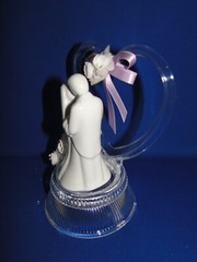 New Vintage Wilton «Promise» Wedding Cake Top, white porcelain, lilac 117-307