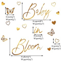 Runtoo Baby Shower Party Decal Sign Baby in Bloom Gold Gender Reveal Neutral …