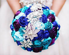 Bride Holding Flowers, Romantic Wedding Colorful Rose Bride ‘S Bouquet,Purple Pi