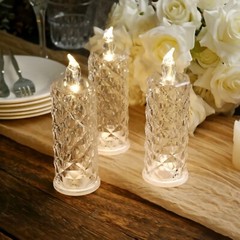 3 Warm White 6″ Battery Operated Rose Halo Light Pillar LED CANDLES Party Events
