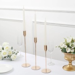 Balsa Circle 3 Gold Metal Candlesticks Stands Taper Candle Holders 13″,