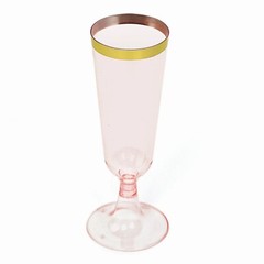 5 oz Transparent Blush with Gold Rim Plastic Champagne Disposable Glasses Party