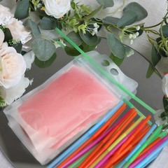 Clear 50 Plastic 12 oz Stand-up Drink Pouches Straws Party Events Decorations