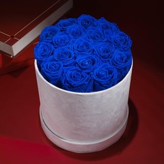 Prifroti 17 Flowers in a Luxury Suede Box, Birthday 17 Roses, Royal Blue