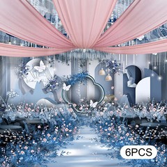 Deep Rose Chiffon Ceiling Drapes 6 Panels 15ft × 5ft Rod Pocket Wedding Decor