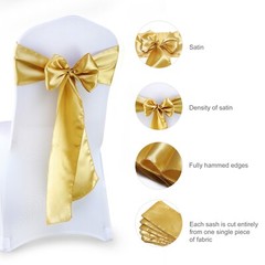 200 Satin Chair Sashes Bow Silky Band for Wedding Banquet Party Event decoration
