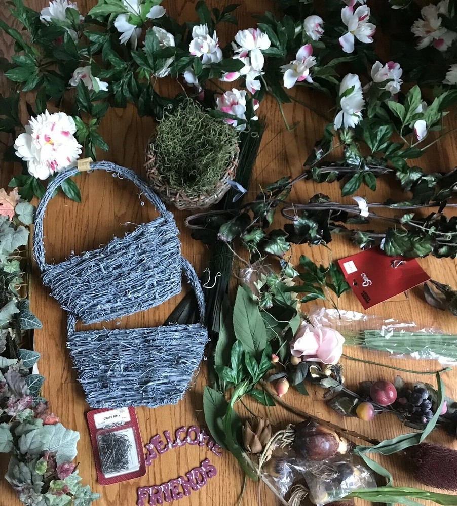 Silk Assortment Flowers Garland Arrangements Crafts Fruit Leaves Lot