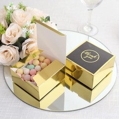 GOLD BLACK 25 Square 4″ x 4″ FAVOR BOXES Thank You Print Gift Holders Events