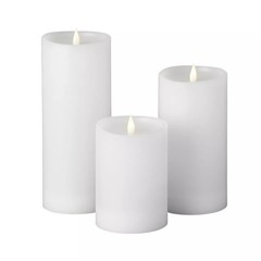 3pc Christmas Classic Flameless Flickering LED White Pillar Candle – Variety Set