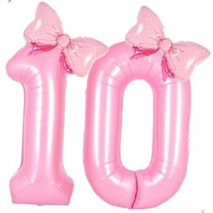 Pink 10 balloon number Pink Birthday Decorations for Girls, Bow Number 10