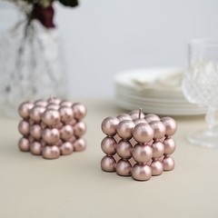 2 ROSE GOLD Bubble Cube Unscented Paraffin Wax CANDLES Wedding Centerpieces
