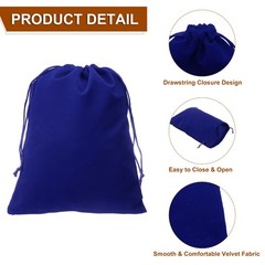 10pcs Velvet Gift Bags 7.9″ x 9.8″ Drawstring Jewelry Pouches, Dark Blue