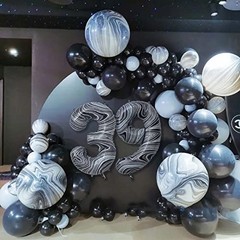 13 Balloon Number, 40 Inch Black Marble Foil Balloons Giant Marble Number 13