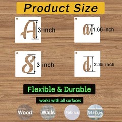 3 Inch Letter Stencils for Painting on Wood, 62 Pcs Calligraphy Alphabet and …