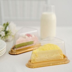 50 Gold Clear Triangle Cake Slice Boxes Plastic FAVOR HOLDERS Events Decorations