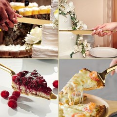 Golden Cake Cutting Set, Knife & Server, Thickened Steel, Gift for Wedding