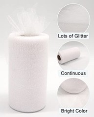 Glitter Tulle Fabric Rolls, 6 Inch 50 Yards 6″ by 50 Yards (150 ft) White