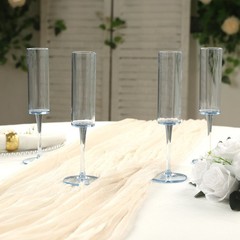 6 Cylindrical 6 oz Reusable Plastic Champagne Flute Glasses Party Events