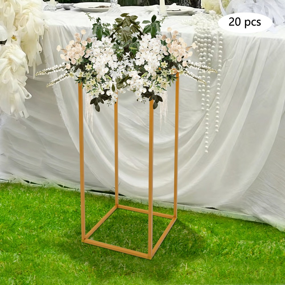 Gold 20 PCS Geometric Flower Stand For Wedding, Flower Stand 9.45*9.45*23.62 in