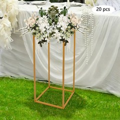 Gold 20 PCS Geometric Flower Stand For Wedding, Flower Stand 9.45*9.45*23.62 in