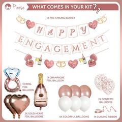 Pirese Rose Gold Happy Engagement Banner, Just Engaged
