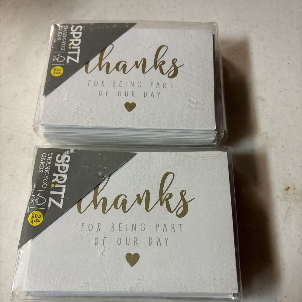 Lot of 2 Spritz «Thank For Being Part Of Our Day» Cards 24 Count Set Each Box