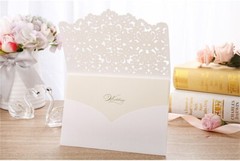 White Laser Cut Printing Personalized Wedding Invitation Card Party Floral Lace