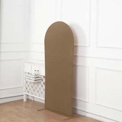 5 ft TAUPE Matte Fitted Spandex Round Top Arch Backdrop STAND COVER Party