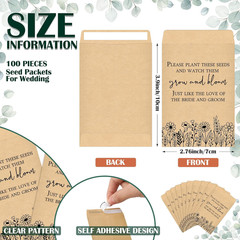 100 Set Wedding Favors for Guests Bulk Include 100 Pcs Self Adhesive Seed Packet