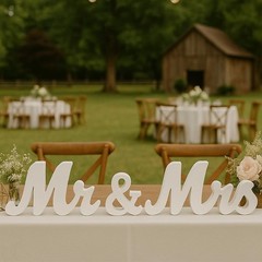 Wedding Table Sign – Mr & Mrs Wooden Letters Centerpieces Decor for Reception, C