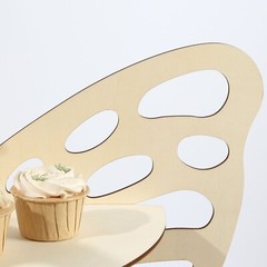 24″ NATURAL 3 Tier Butterfly Wooden CUPCAKE Dessert STAND Party Event Supplies