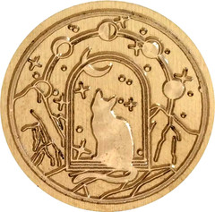 Cat in Arched Window, Moon Phases Overhead – 1.2″ diameter Wax Seal Stamp Head
