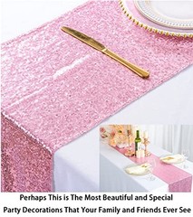 12×108-Inch Sequin Table Runner 1 Piece 12×108″ Pink Gold