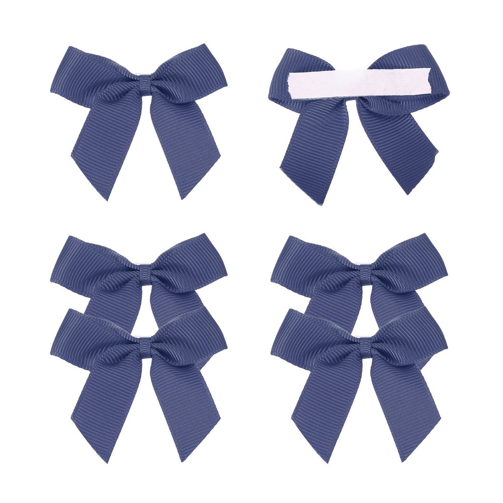 6Pcs Mini Grosgrain Ribbon Bow 2″ Self Adhesive Flower Bows Navy Blue