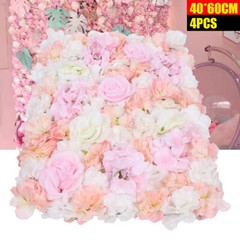 4 Pcs Light Pink Artificial Silk Flower Wall Panels 40 × 60 cm Wedding Backdrop